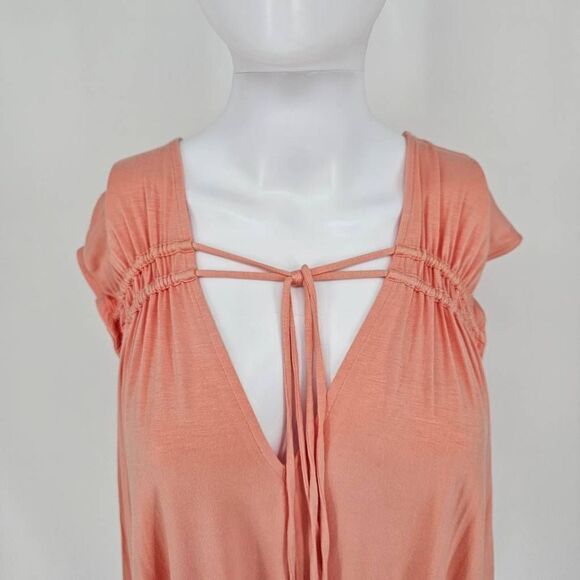 Free People Back in Town Tank Blouse Coral S New - Picture 4 of 8